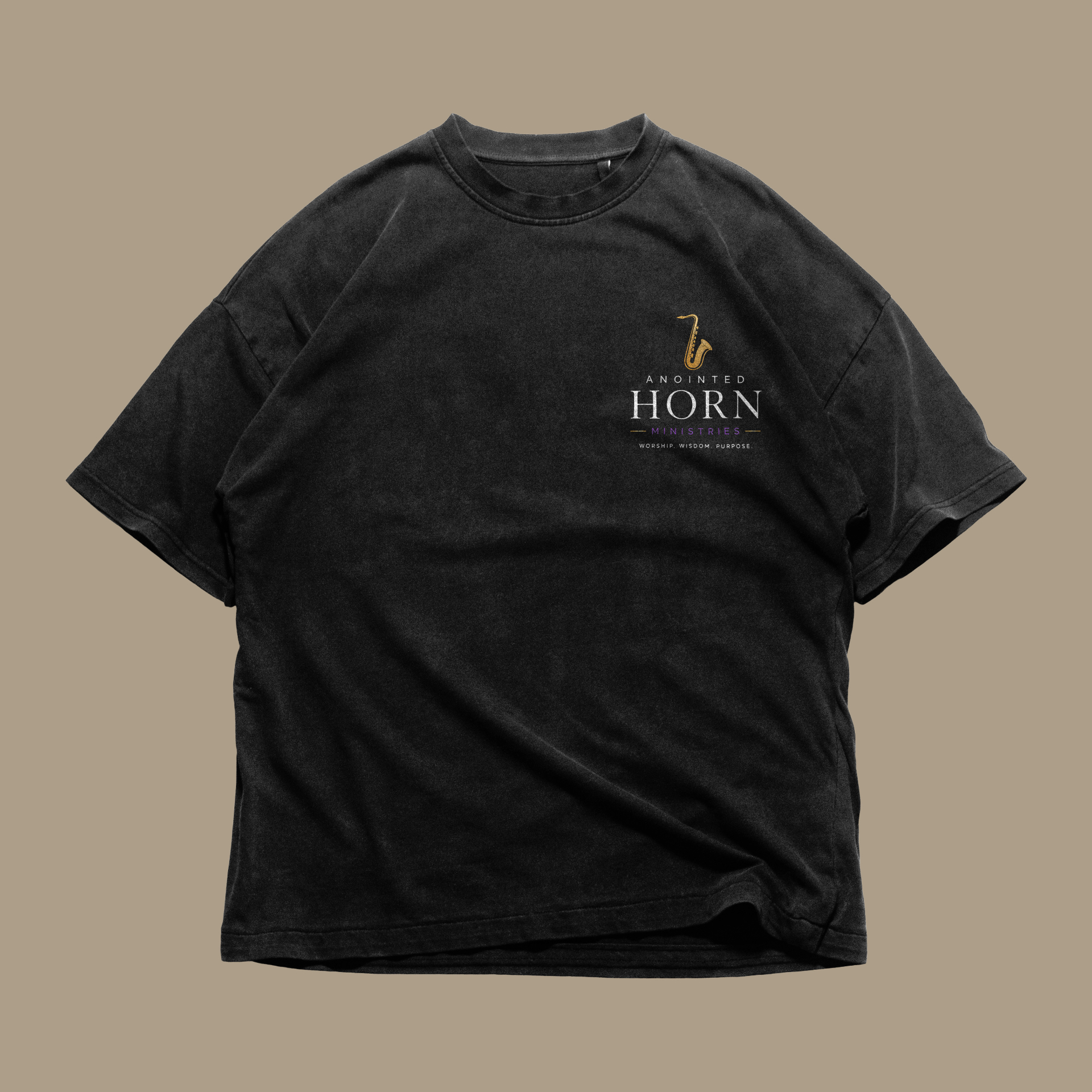 Black Anointed Horn Signature Tee front
